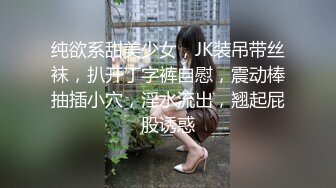 纯欲系甜美少女，JK装吊带丝袜，扒开丁字裤自慰，震动棒抽插小穴，淫水流出，翘起屁股诱惑